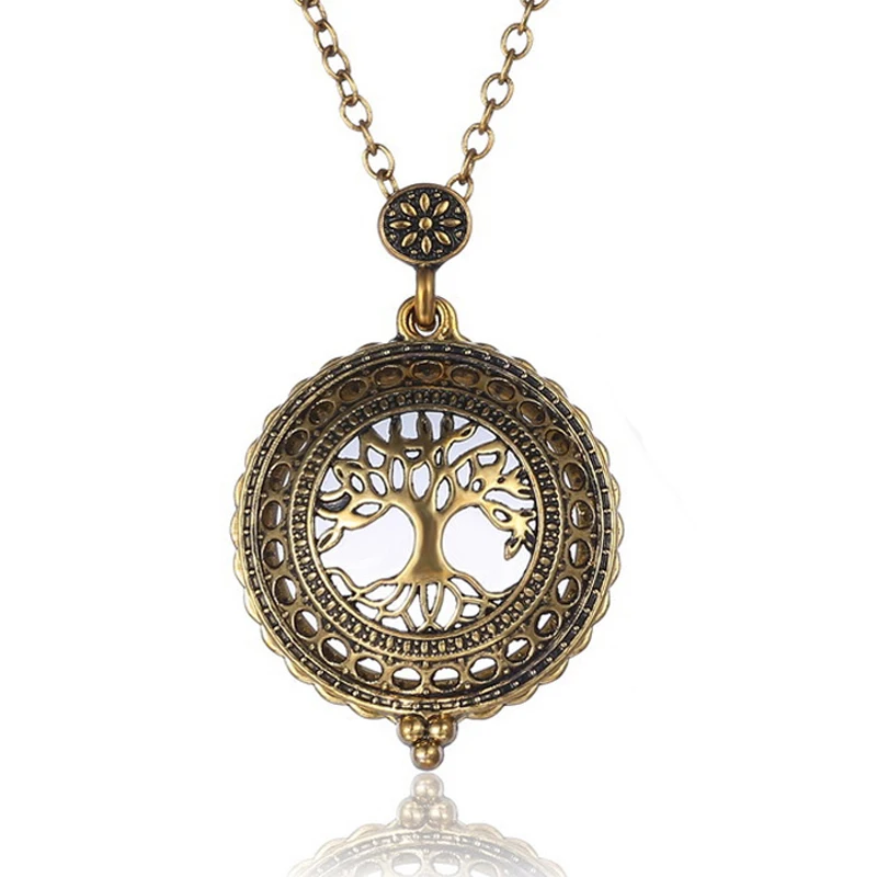 Retro Antique Statement Necklace Shellhard Crystal Cat Magnifying Glass Pendant Long Chain Necklace Fashion Jewelry For Women