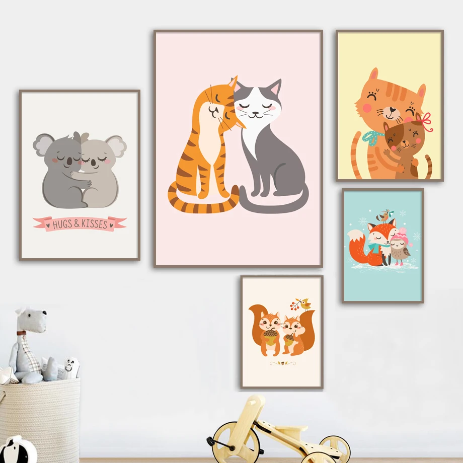 

7-Space Print Poster Nordic Decoration Wall Art Friendship And Animals Canvas Painting Living Room Kids Room Canvas Pictures
