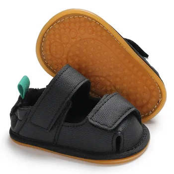 

New Baby shoes 0-1 year old baby boy summer rubber bottom non-slip shoes PU infant newborn baby toddler shoes sandals Prewalker