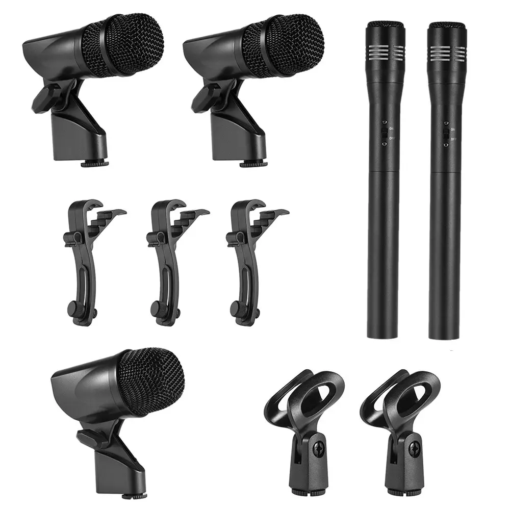 

Professional Wired Musical Instrument Drums Microphone Mic Set with Big Drum Microphone Small Drum Microphones Condenser Mics