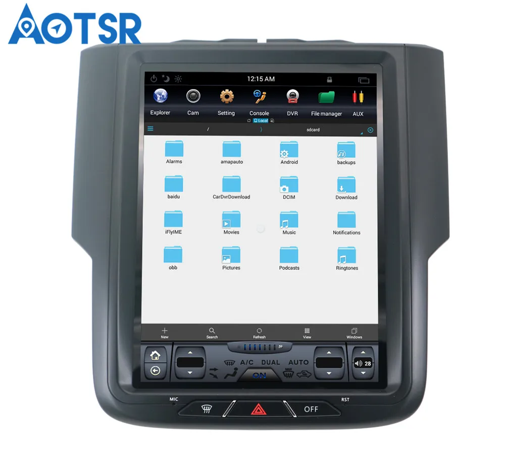Top Aotsr Android 7.1 Tesla style Car No DVD Player GPS Navigation For DODGE Ram 2014-2018 Stereo Headunit Multimedia WIFI Bluetooth 1