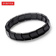 BYRIVER Real Black Tourmaline Beads Health Bracelet, Natural Germanium Stone Bracelet, Negative Ion Energy Hand Chain Men Women BYRIVER Real Black Tourmaline Beads Health Bracelet, Natural Germanium Stone Bracelet, Negative Ion Energy Hand Chain Men Women