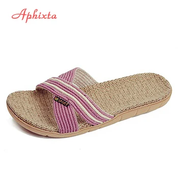 

Aphixta Autumn Indoor Slipper Linen Home Shoes Women Men Lovers Flat Shoes Hemp Sweat-absorbent Breathable Soft Floor Slipper