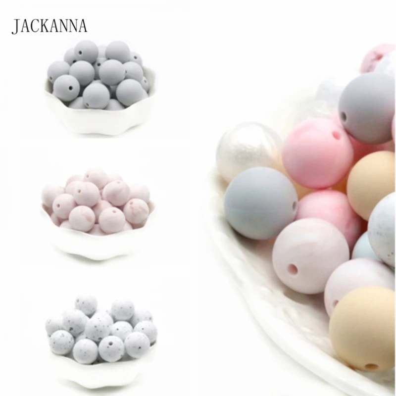 

5PCS 15MM Round Silicone Beads DIY Baby Teether Teething Pendant Necklace Accessories Pacifier Clips Chew Beads BPA FREE
