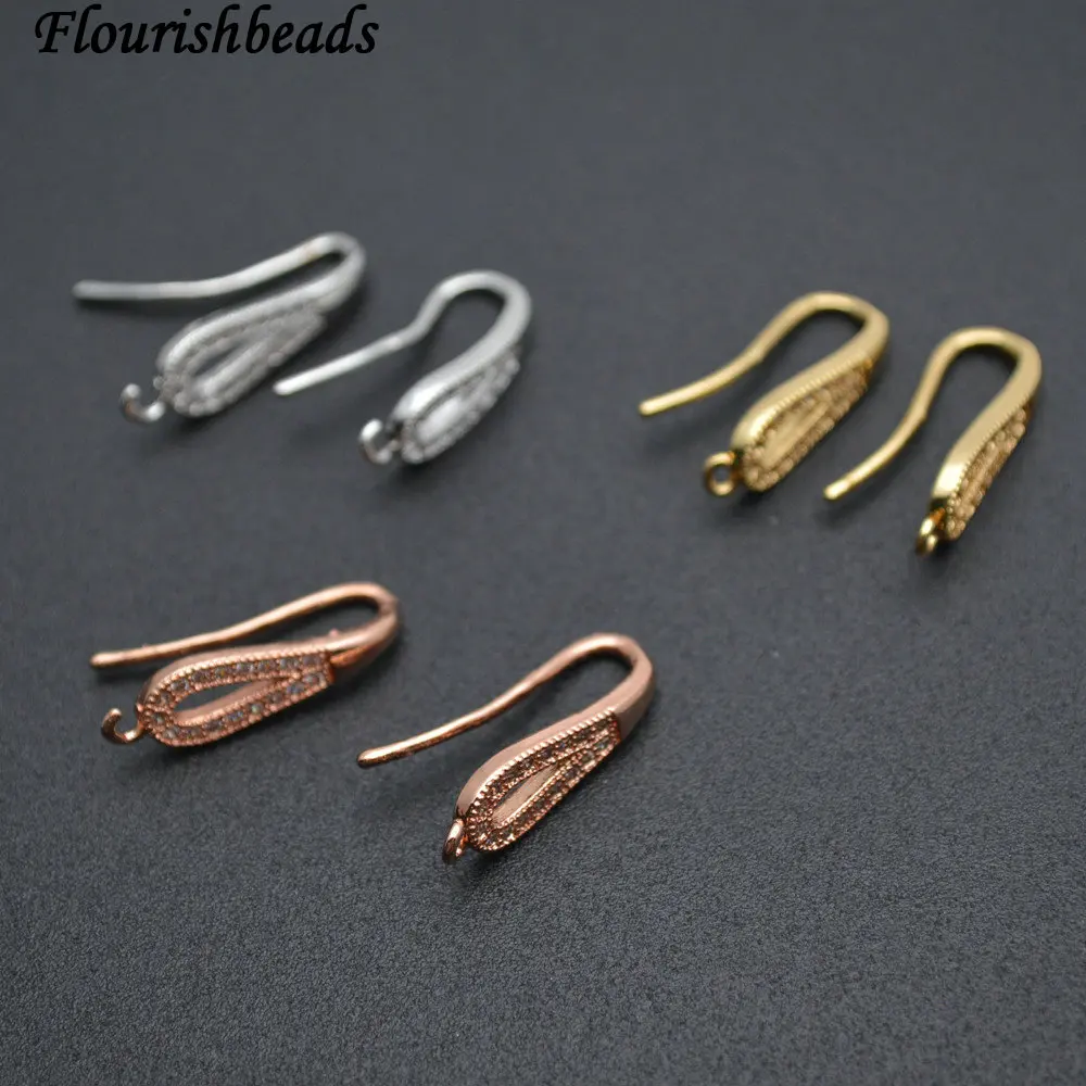 

CZ Beads Setting Anti-rust Color Hollow Out Circle Shape Metal Earring Hooks Jewelry Findings 30pc/lot