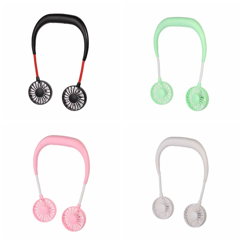 

Mini Neck Fans USB Rechargeable Double Wearable Portable Hand Free Neckband Fan Personal Adjustable For Home Office Travel