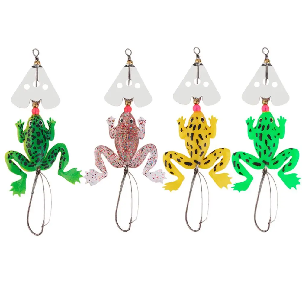 

1pc Silica Gel Sinking Spinner Soft Rubber Frog Shape Design Bionic Bait with Rotating Flash Artificial Bass Crank Fish Bait