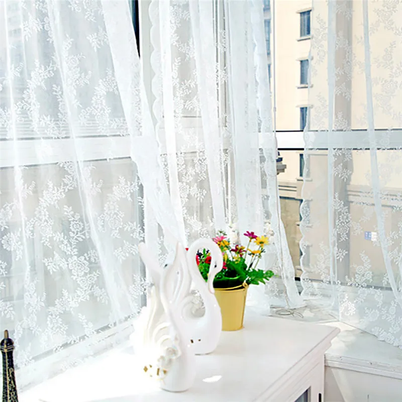 

Sheer Curtain Tulle Window Treatment Voile Drape Valance 1 Panel Fabric mosquito net white modern living room lace