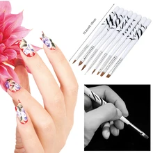 Gel Pen Brush Nail Art Acrylic 8 Size Flat Brush Pen Dotting Drawing Paint Convenient Practical Professional Nail Art Supplies