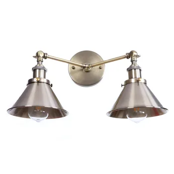 

Green Bronze American Village Wall Lamp E27 Bulb with lampshade Iron wall light industrial restaurant led wall lamp RWL0015