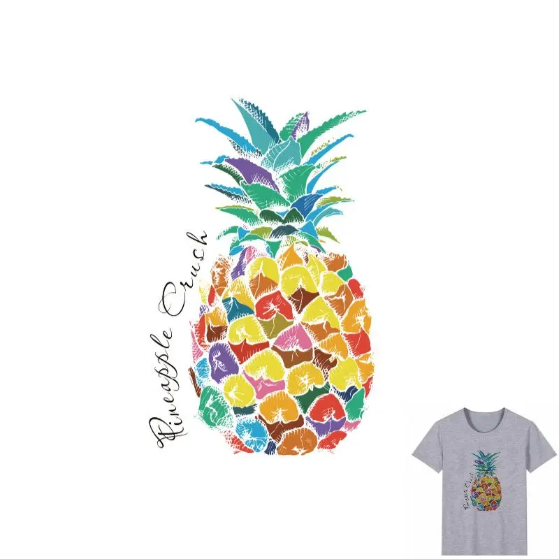 

15.5x24.5cm Hot Pineapple Iron On Patches Stickers Washable Appliques A-level Heat Transfer For T-shirt DIY Accessory Clothing