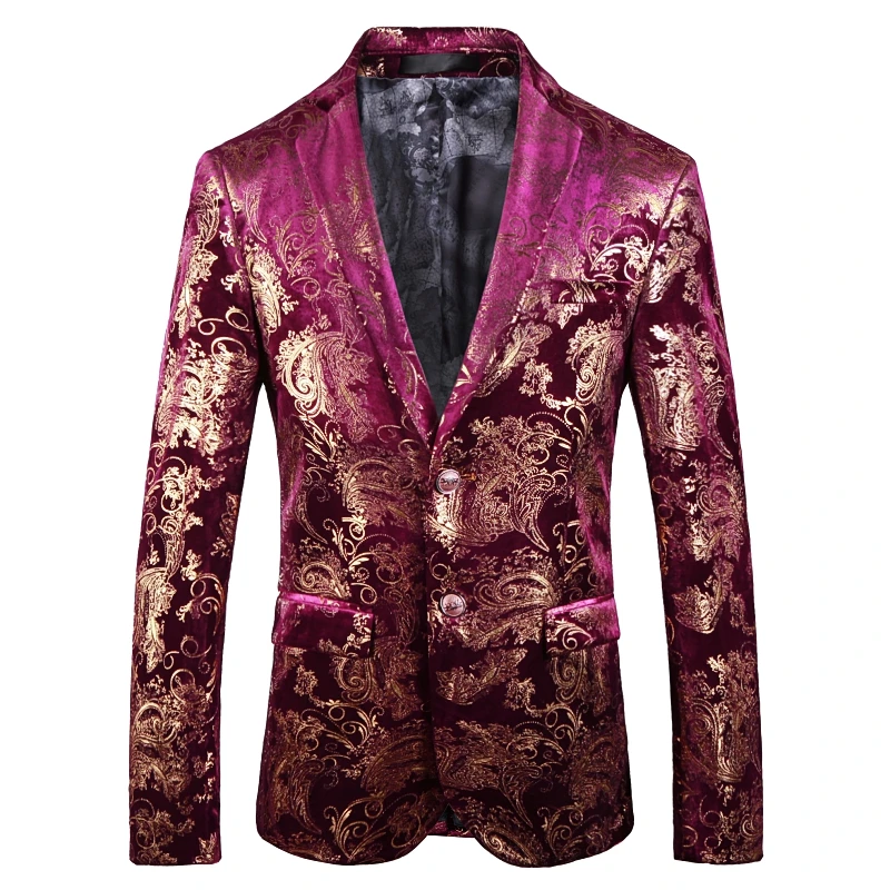 Бутик индивидуальность Золотой Блейзер, тренд мужской тонкий пиджак, большой размер, для ночного клуба, вечернее платье, Мужская S-5XL