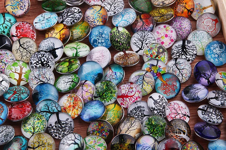 

JACK88 Wholesale Snap Jewelry 50pcs/lot Life Trees Pattern Snap Buttons For Snap Button Jewellery 18mm Mixed M787
