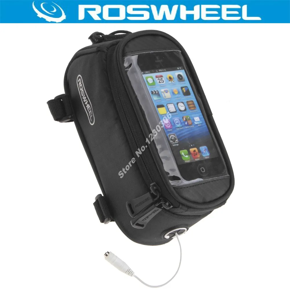 ROSWHEEL распродажа велосипедов аксессуары рама велосипеда передняя Труба Сенсорный экран сумки подвешиваемые по бокам багажника держатель чехол для сотового телефона - Цвет: Black