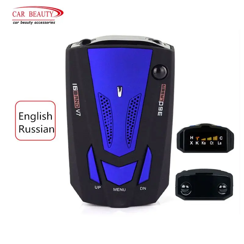 

Car Radar Detector English Russian Auto 360 Degree Vehicle V7 Speed Vehicle Voice Alert Alarm Warning Band Auto LED Display