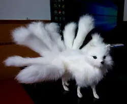Творческий моделирование стоя fox игрушка полиэтилена и меха белый девять хвостов лиса кукла подарок около 23x12 см 1182