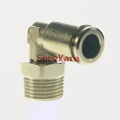 Pneumatic Nickel Brass ELbow Push In Connector Union Quick Release Air Fitting Plumbing 1/4&quot BSP Male to Fit Tube O/D 8mm |
