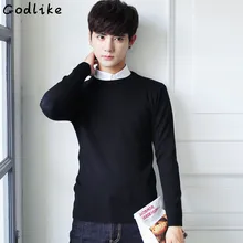 GODLIKE Autumn Winter New Men’s long sleeve Pullovers Knitted Sweater Round Neck Slim Hedging Korean Solid Color Thin Sweater