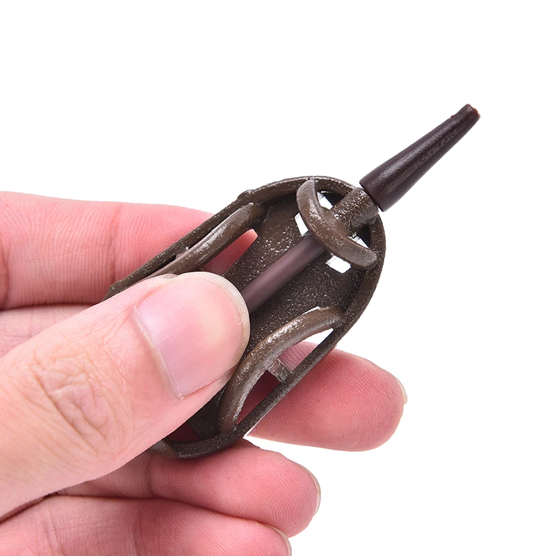 Fishing Feeder Set Bait Cage Zinc Alloy Fishhooks Tackle Combo Inline Flat Method Bream Feeders Mould Trough Line Accessories