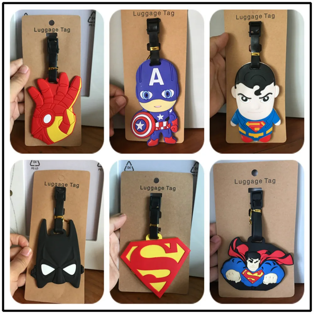 

Avengers superman batman PVC cosplay Keychain big luggage tag to hang the plane boarding pass bag tags hanging ornaments bags