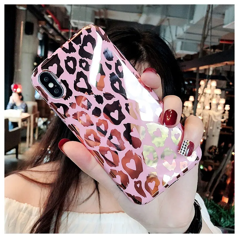 Модный Блестящий комплект одежды для девочки с леопардовым принтом 3D подставка со стразами с меховыми помпонами для шнурки Мягкая обложка чехол для iphone MAX XS XR 6 7 8 plus X чехол для телефона чехол s - Цвет: d