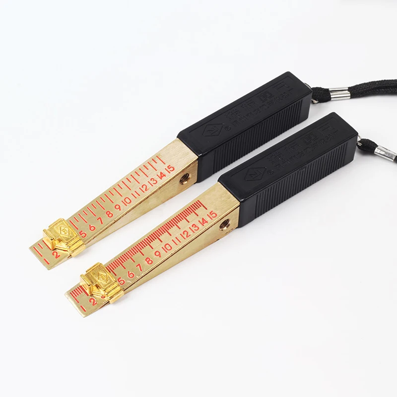 

0-15mm Plug Ruler Copper Wedge Shaped Cursor Feeler Flat Gap Detection Gauge Engineer Measure Inspection Detection Tool