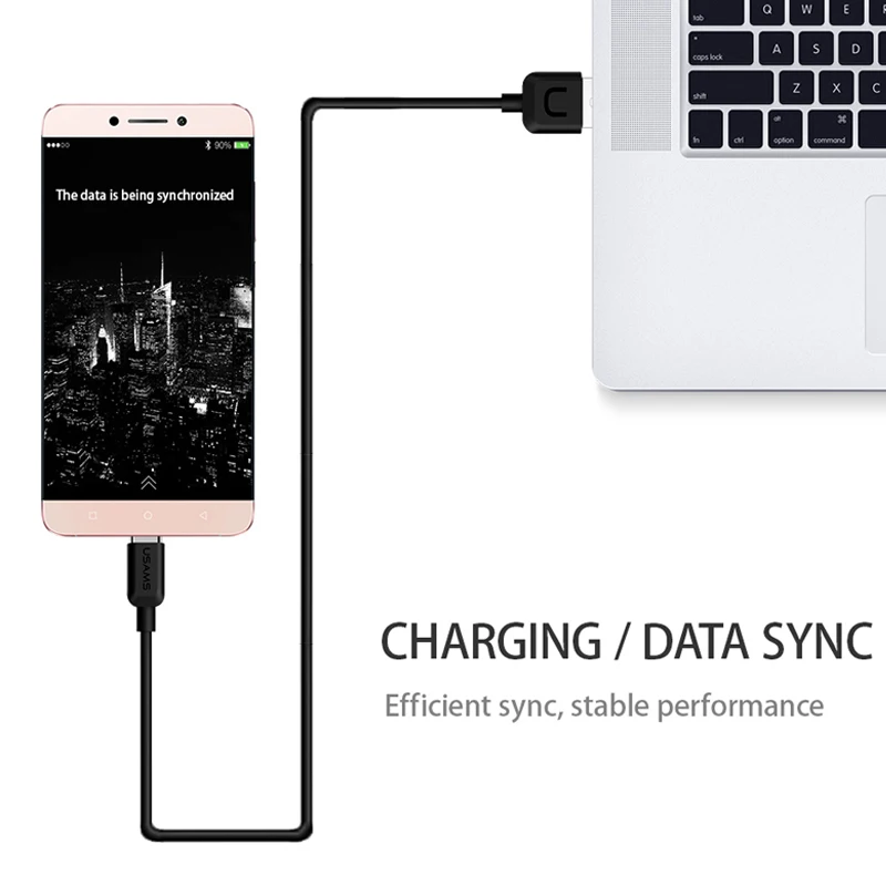 5 unids/lote USAMS USB tipo C Cable de tipo C para Samsung Gaxaly S8 S9 USB-C Cable cargador para oneplus 2 3 4 5 6