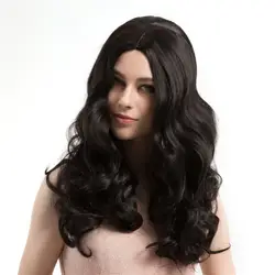 Для женщин Natural Black человеческих волос парики термостойкие синтетические волосы длинные волны накладные волосы натуральный Цвет черный best