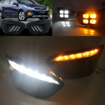 

Car flashing 1pair Car LED Auto Driving DRL Daytime Running Lights With Turn Signal For Russia KIA RIO X-Line 2018 2019