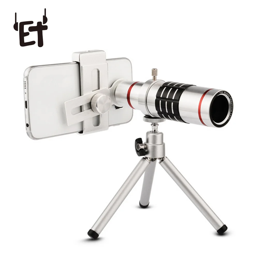 

ET 18x Zoom Cellphone Optical Telescope Lens Kit with Tripod Universal Camera Lenses for iPhone X 6 6s 7 8 Plus Samsung Huawei