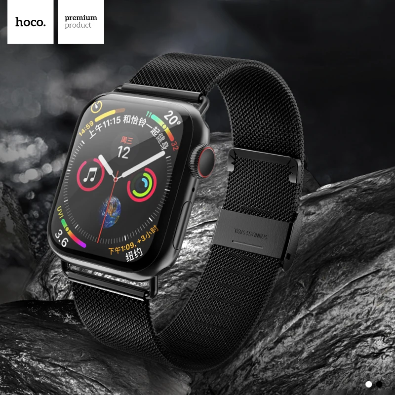 HOCO Нержавеющая Сталь Band для Apple Watch Series 5 4 3 2 1 iWatch 38 мм 44 мм 40 мм Милан Луп Двойная пряжка Женщины Мужчины Браслет