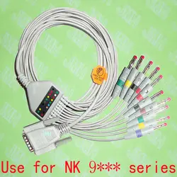 Совместимость с nihon kohden, dongjiang, cardioline ЭКГ 10, цельный кабель и проводам, 15PIN, 4.0 красный банан, iec или AHA