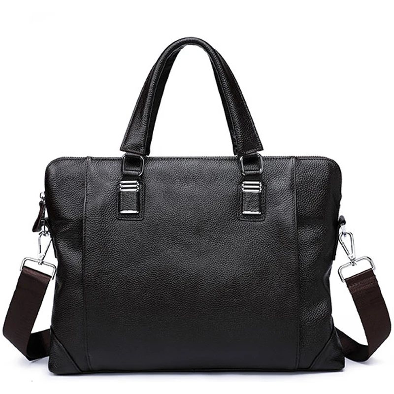 Человек Бизнес работы Портфели ноутбук сумка Документ сумка натуральная кожа сумки Повседневное коммерческий плеча Курьерские сумки