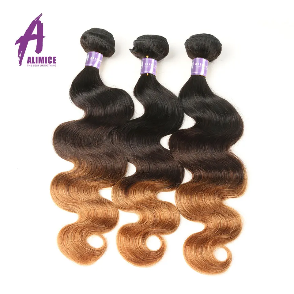 Alimice Ombre индийские волосы Средства ухода за кожей волна 3 пучки волос T1B/4/30