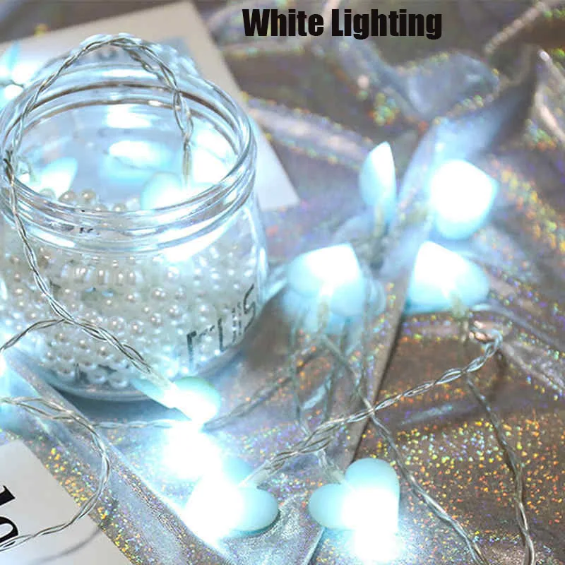 Светодиодный светильник с сердечком, свадебная гирлянда, сказочный светильник, Рождественский светодиодный, сказочный, розовый, для девушек, струнный светильник, для помещений, вечерние, для сада, гирлянда, светильник ing - Испускаемый цвет: white