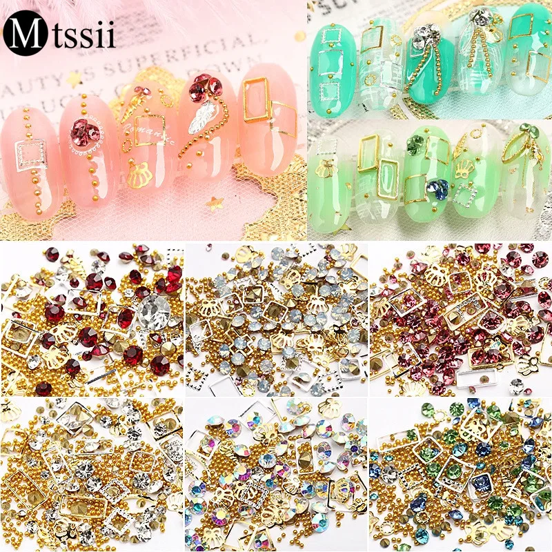 

Mtssii 1Box Mixed Color Nail Art Rhinestone For Nails 3D Art Tools Stones Crystal Alloy Decorations Nail Art DIY Jewelry