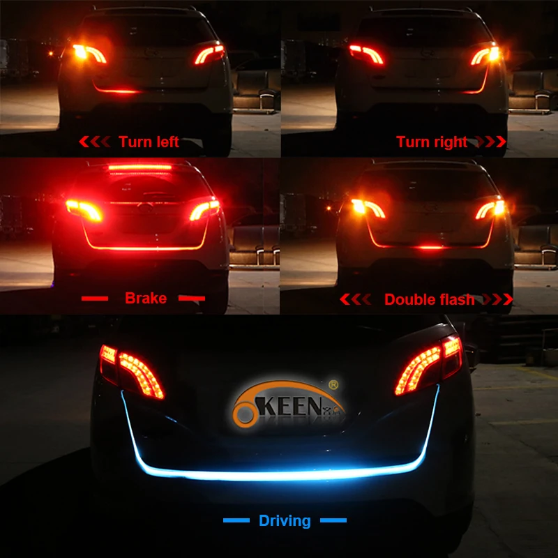 lights turn signals led side rear flashlight strip running trunk signal moving tail daytime braking okeen bmw functions stop 120cm