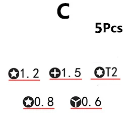 2/5/11 шт прецизионная крышки Pentalobe 0,8 Tri крыло Y0.6 крест Phillips 1,5 Torx T2 отвертка Набор инструментов для сотового телефона iPhone ноутбук - Цвет: C-5Pcs