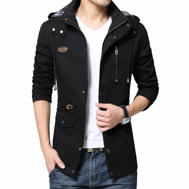 Parka Men Coats Pulling rope Winter Jacket Slim Thicken Fur Hooded ...