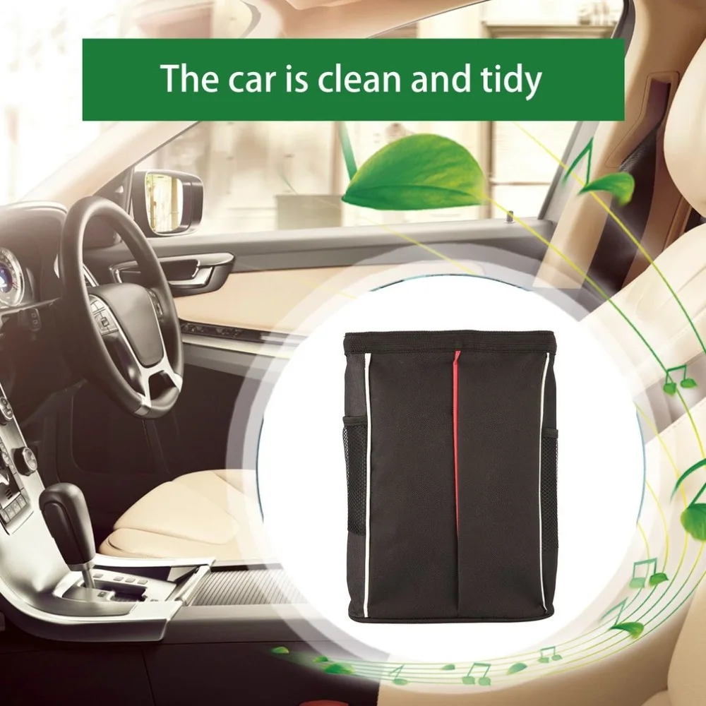 

Car Trash Bag Waterproof Trash Bag for Litter Leak Proof Universal Car Garbage Bag with Lid Storage Pockets