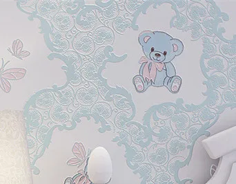 Синий/Розовый Цветы Животные 3D мультфильм фото обои рулонов детей обои для детской комнаты для мальчиков и девочек Гостиная Home Decor - Цвет: Blue
