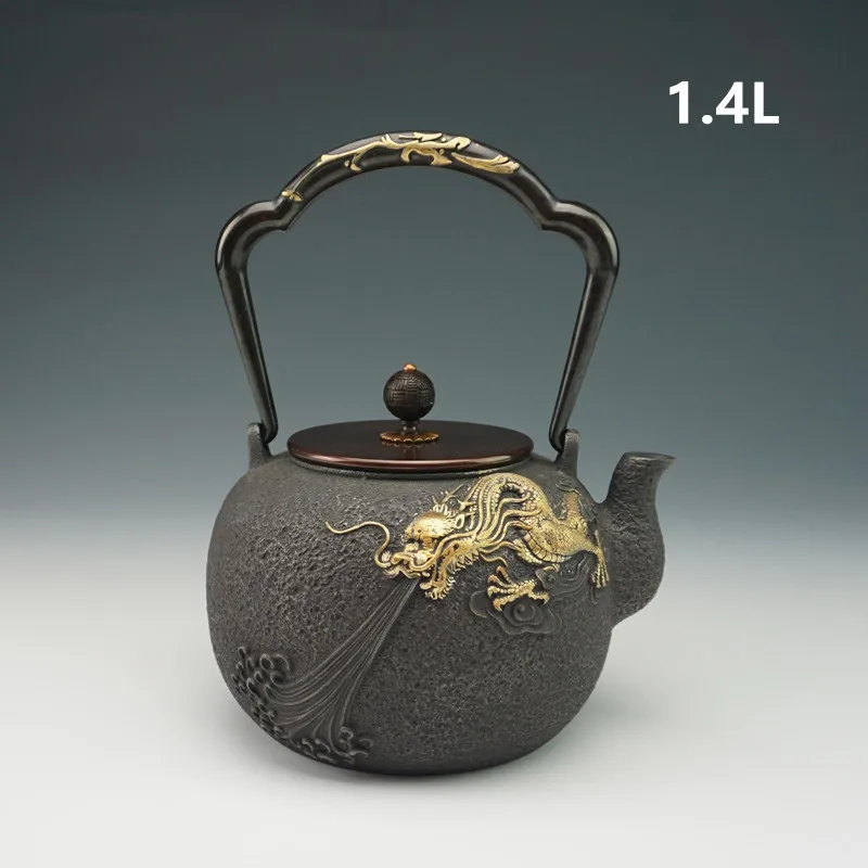 

Cast Iron Tea Pot Set Japanese Teapot Tetsubin Kettle Drinkware KungFu Tools Stainless Steel Strainer Dragon Fish TeaKettle 1.4L