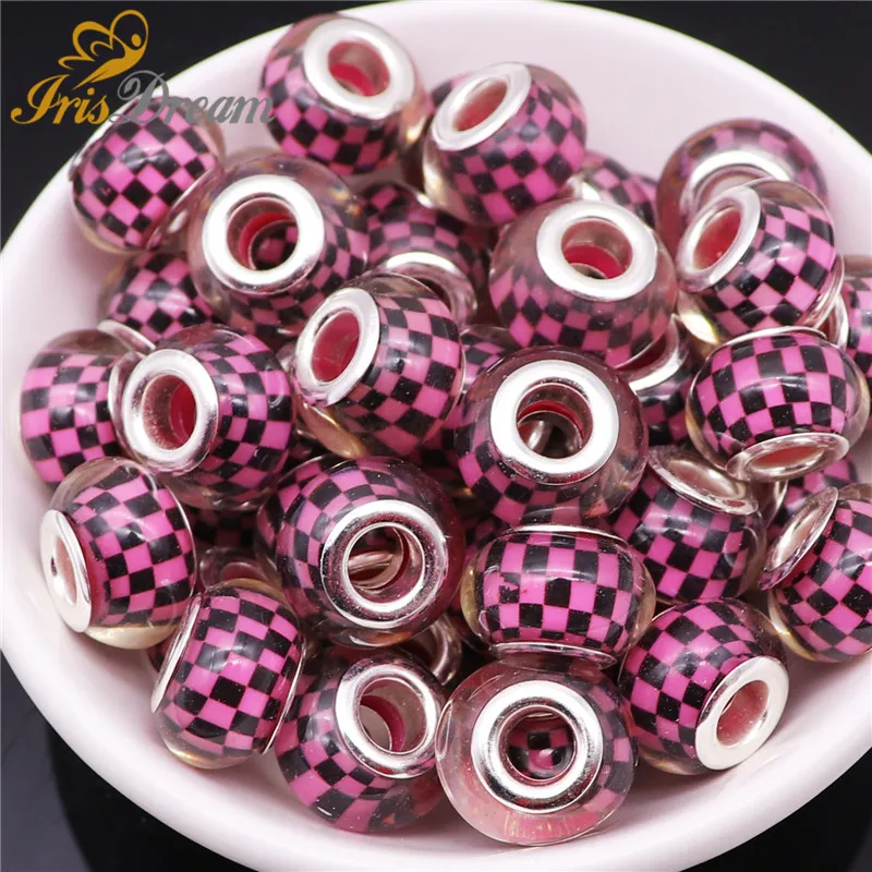 

10Pcs Mix Color Silver Spacer Beads for Jewelry Making Big Hole European Beads fit Pandora Bracelet Bangle Snake Chain Necklace