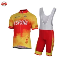 Испания, новинка, профессиональная команда, одежда для велоспорта, набор из Джерси, мужской короткий рукав, нагрудник, шорты, гелевая подкладка, желтый, ESPANA, велосипедная одежда, набор, горячая классика, roupa