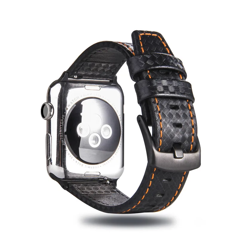 Кожаный браслет для часов Apple Watch, ремешок 44 мм, 40 мм, спортивный ремешок из углеродного волокна для Apple Watch, ремешок серии 5, 4, 3, 2, 1, 42 мм, 38 мм