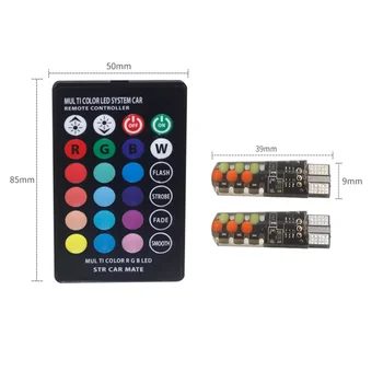 

Newest RGB T10 W5W Led Car Clearance Lights SMD 194 168 Bulb Remote Width Interior Light Source Car-Styling