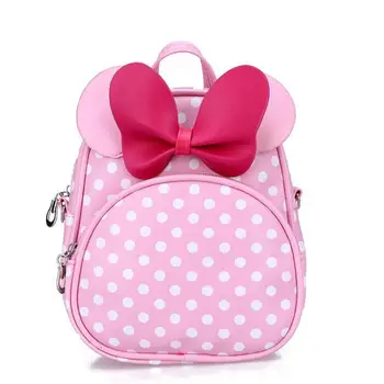 

2018 Fashion Minnie Shape Kindergarten Backpack Kids Bag Quality PU Small School Bags for Girls Aged 3-6 Preschool Leather Bags