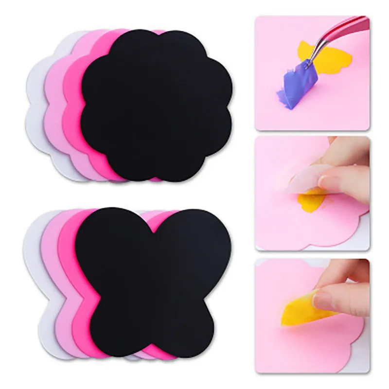 

New Brand 2 Pcs Foldable And Washable Mat Silicone Paint Pouch Flower Plum Butterfly Nail Art Cushion