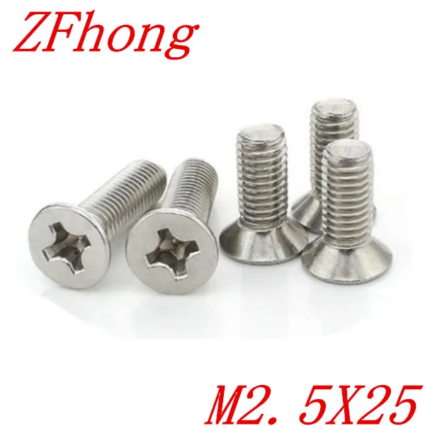 

1000pcs/lot DIN965 Stainless Steel 304 M2.5*25 Flat Head Phillips Countersunk Head machine screw