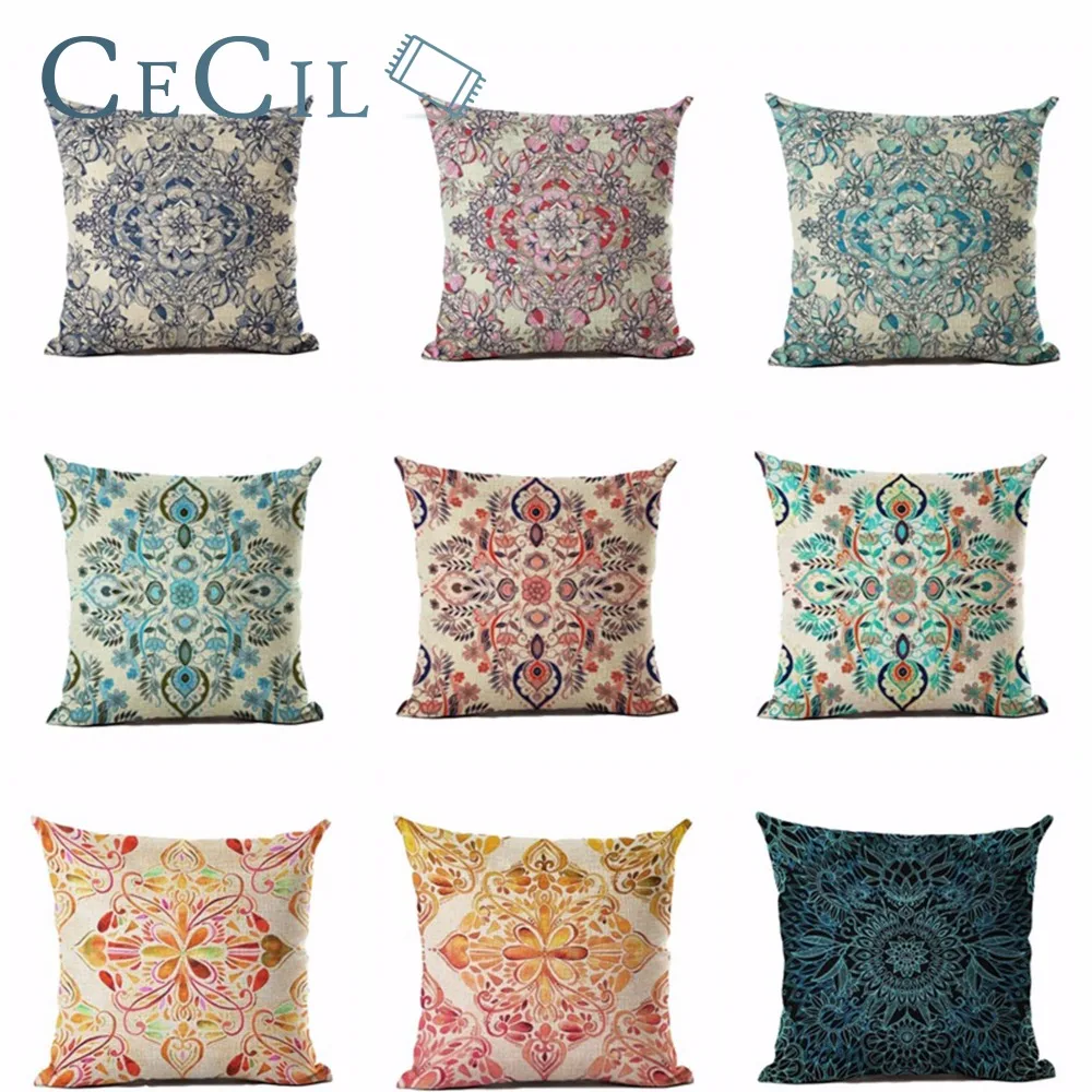 

Bohemian Cotton Linen Cushion Cover Decorative Pillowcase Chair Seat Waist Square 45x45 Home Living Throw Pillow Cover Cojines